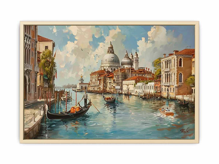 Venice with Gondola On The canal Framed Print