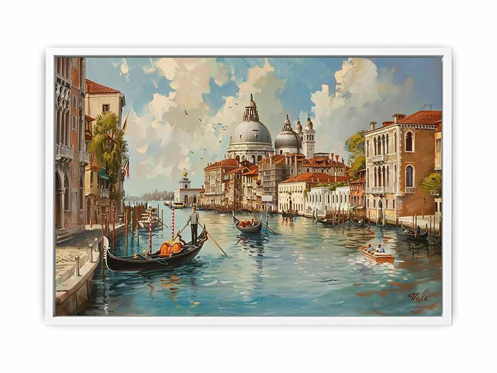 Venice with Gondola On The canal Canvas Print