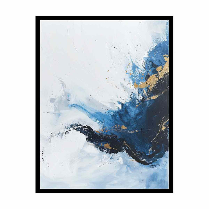 Blue Gold  Waves Painting  