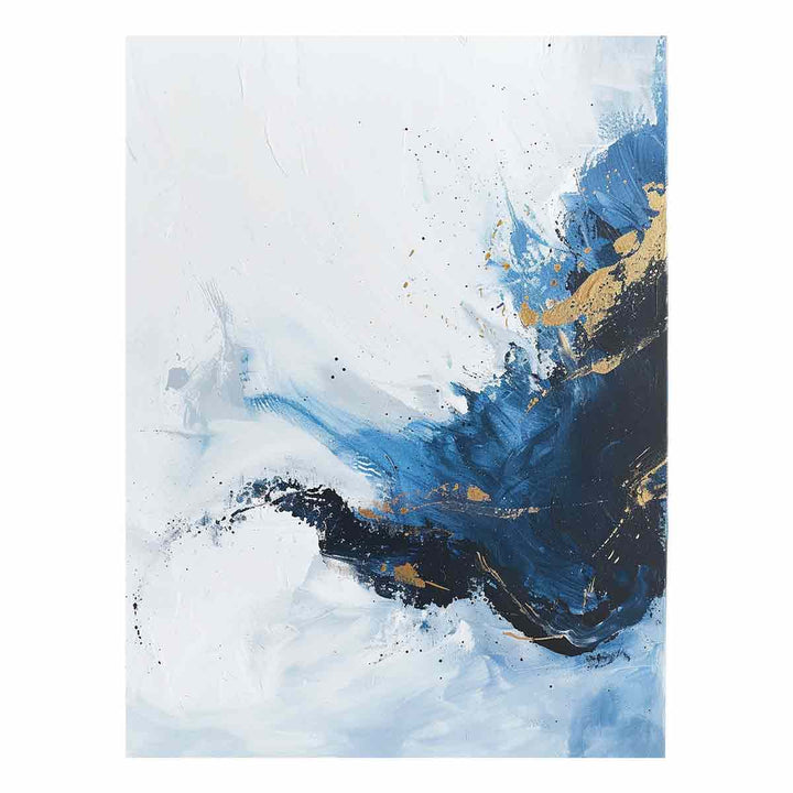 Blue Gold  Waves Painting 