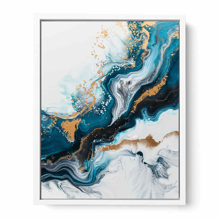 Blue Gold  Waves Painting  Canvas Print