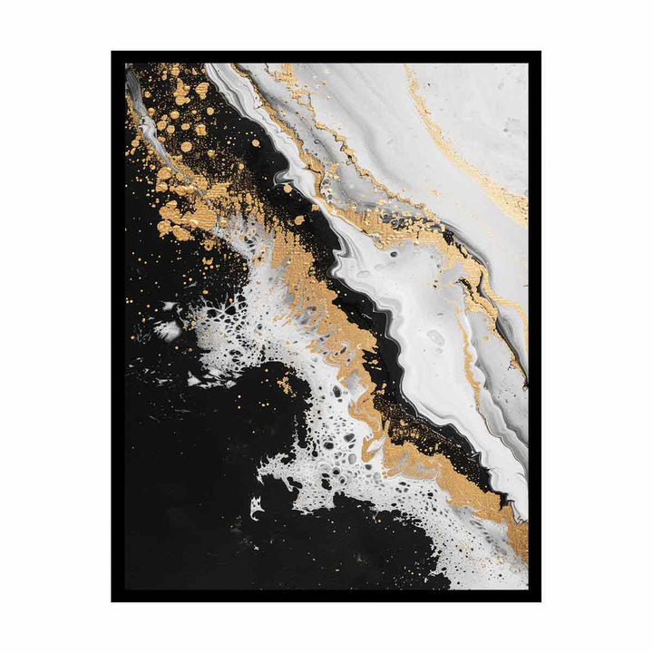 Black Gold Waves Painting  