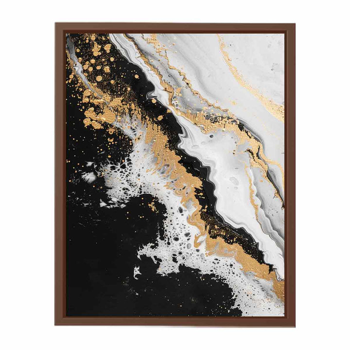 Black Gold Waves Painting   Art Print