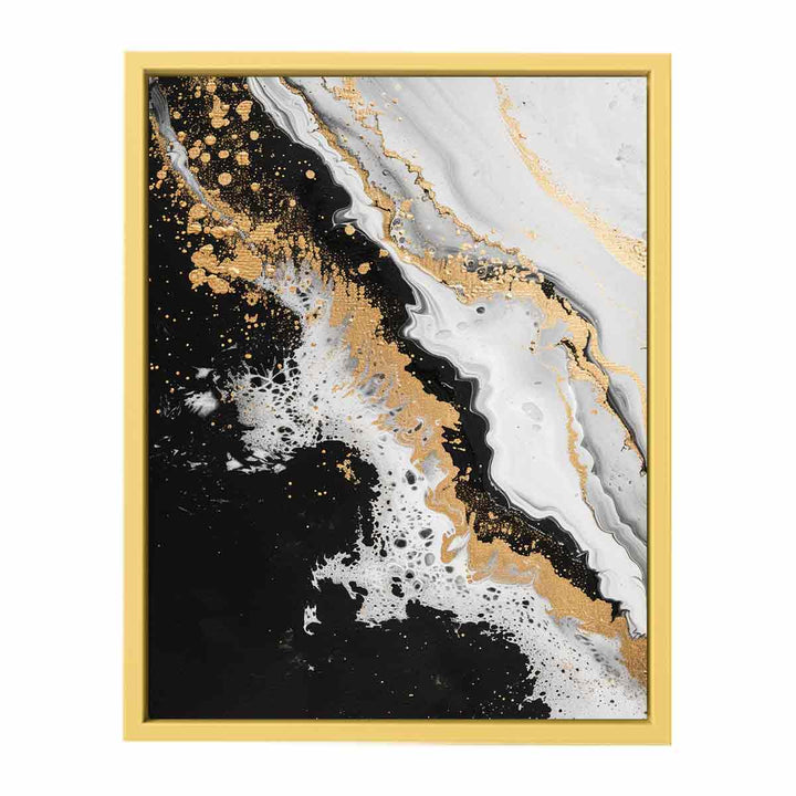 Black Gold Waves Painting   Poster