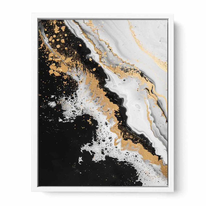 Black Gold Waves Painting  Canvas Print