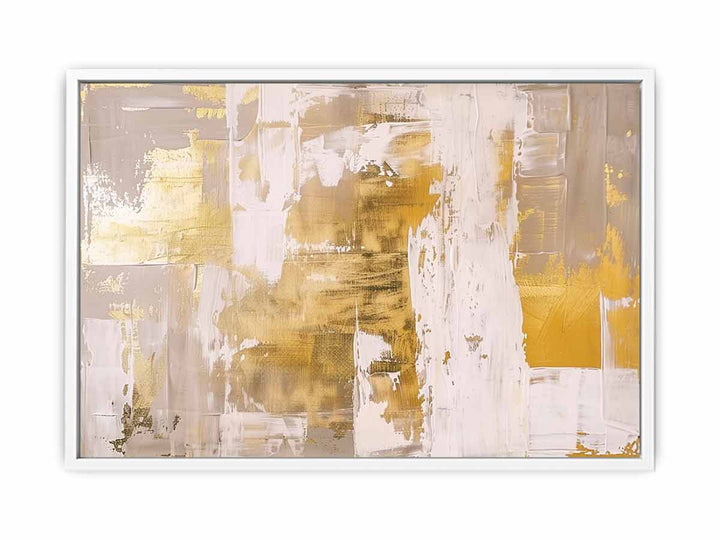 White Gold Abstract Art Canvas Print