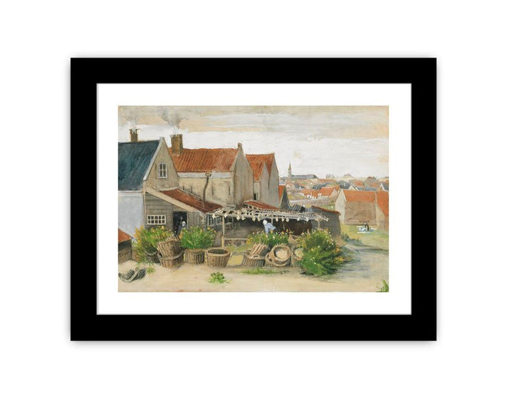 He Fish Drying Barn Framed Print