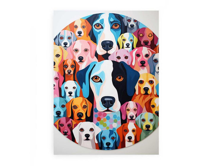 Modern Art  Dog Circle Painting 